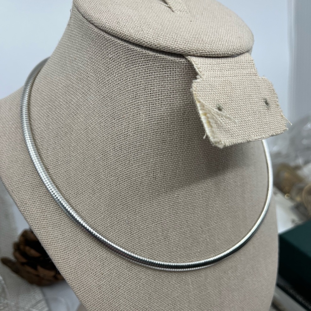 Vintage Milor Italy 925 Sterling Silver Omega Choker Necklace 16-18” Adjustable - Picture 3 of 17